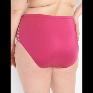 Lane Bryant / Cacique - Sz 24 Pink Rouched Strappy Side Swim Brief